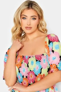 YOURS Curve Pink & Blue Floral Print Shirred Midi Dress 8 YOURS Curve Pink & Blue Floral Print Shirred Midi Dress -Luna Looks Zone 003efe03 0599 4e 137285 D