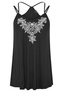 YOURS Curve Black Embroidered Neck Vest Top -Luna Looks Zone 00517e28 7cc0 4e 300921 X