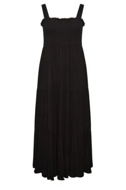 YOURS Curve Black Shirred Strappy Sundress -Luna Looks Zone 00d3a691 f411 40 137351 X