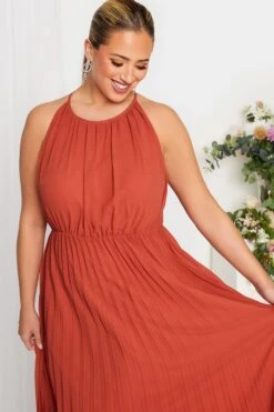 YOURS LONDON Curve Orange Pleated Maxi Dress -Luna Looks Zone 01131744 8406 4e 161885 D