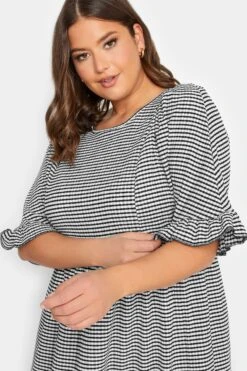 YOURS Curve Black Gingham Textured Smock Midi Dress -Luna Looks Zone 01156390 8cf0 42 137516 E