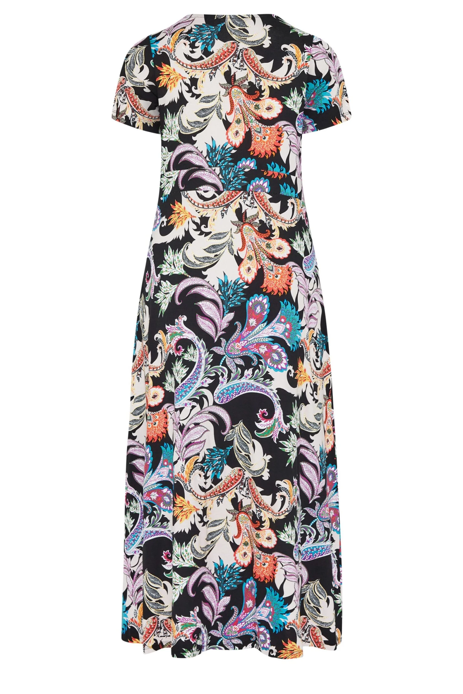 YOURS Curve Black Paisley Print V-Neck Midaxi Dress 6 YOURS Curve Black Paisley Print V-Neck Midaxi Dress - Image 6