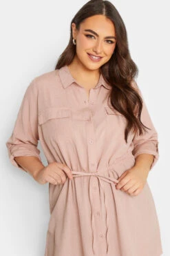 YOURS Curve Blush Pink Utility Tunic Linen Look Shirt -Luna Looks Zone 01fc55e3 a1c6 4d 131721 D