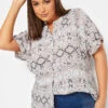 YOURS Curve Ivory White Snake Print Button Through Shirt