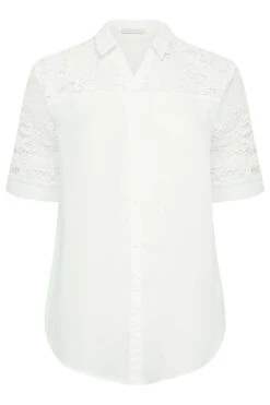 YOURS LONDON Curve White Lace Insert Shirt -Luna Looks Zone 027c5ada 0c1a 46 162139 X