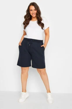 YOURS Curve Navy Blue Jogger Shorts
