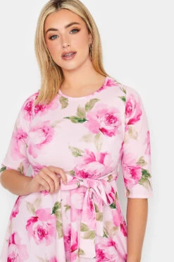 YOURS LONDON Curve Pink Floral Scoop Neck Peplum Top -Luna Looks Zone 02a63516 b87e 4a 162112 D