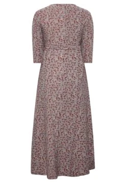 YOURS Curve Red & White Leaf Print Wrap Maxi Dress -Luna Looks Zone 02d8a231 d902 41 301413 Y