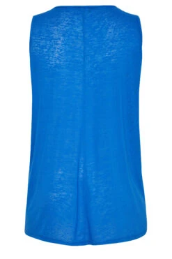 YOURS Curve Cobalt Blue Burnout Tie Neck Vest Top -Luna Looks Zone 0342c94b b41e 43 300871 Y