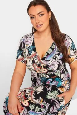 YOURS Curve Black Paisley Print V-Neck Midaxi Dress 8 YOURS Curve Black Paisley Print V-Neck Midaxi Dress -Luna Looks Zone 037f3a29 3260 44 302224 D