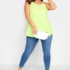 YOURS Curve Lime Green Ribbed Swing Cami Vest Top