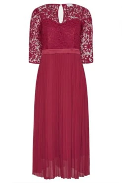 YOURS LONDON Curve Burgundy Red Lace Pleated Maxi Dress -Luna Looks Zone 041bb846 3c5e 48 161009 f