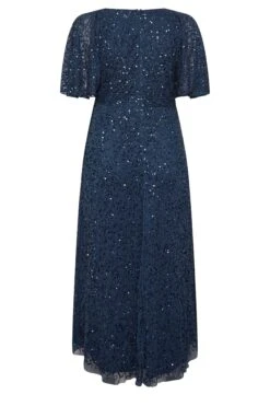 LUXE Curve Navy Blue Hand Embellished V-Neck Maxi Dress -Luna Looks Zone 04cb6bd8 ac83 4f 161993 Y