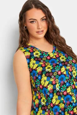 YOURS Curve Black & Yellow Floral Print Pleat Front Vest Top 8 YOURS Curve Black & Yellow Floral Print Pleat Front Vest Top -Luna Looks Zone 04e47e1e 1bb5 42 302262 D