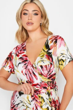 YOURS Curve White Leaf Print Front Tie Maxi Dress -Luna Looks Zone 04ffafc5 8530 4f 302063 D