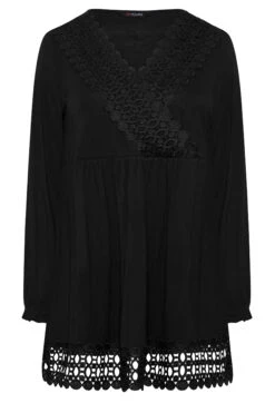 YOURS Curve Black Crochet Trim Tunic Top -Luna Looks Zone 0547eff0 207b 4b 320479 X