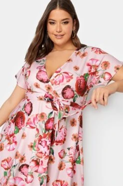 YOURS LONDON Curve Pink Floral Print Wrap Midi Dress 5 YOURS LONDON Curve Pink Floral Print Wrap Midi Dress -Luna Looks Zone 05936f15 fe9c 4b 161283 D