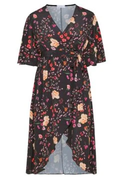 YOURS LONDON Curve Black Floral Print Midi Wrap Dress -Luna Looks Zone 05b65dea 60a5 45 161817 X