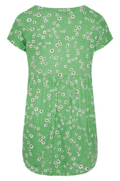 YOURS Curve Green Daisy Print Button Through Smock Top -Luna Looks Zone 05e18096 44e1 4e 320099 Y