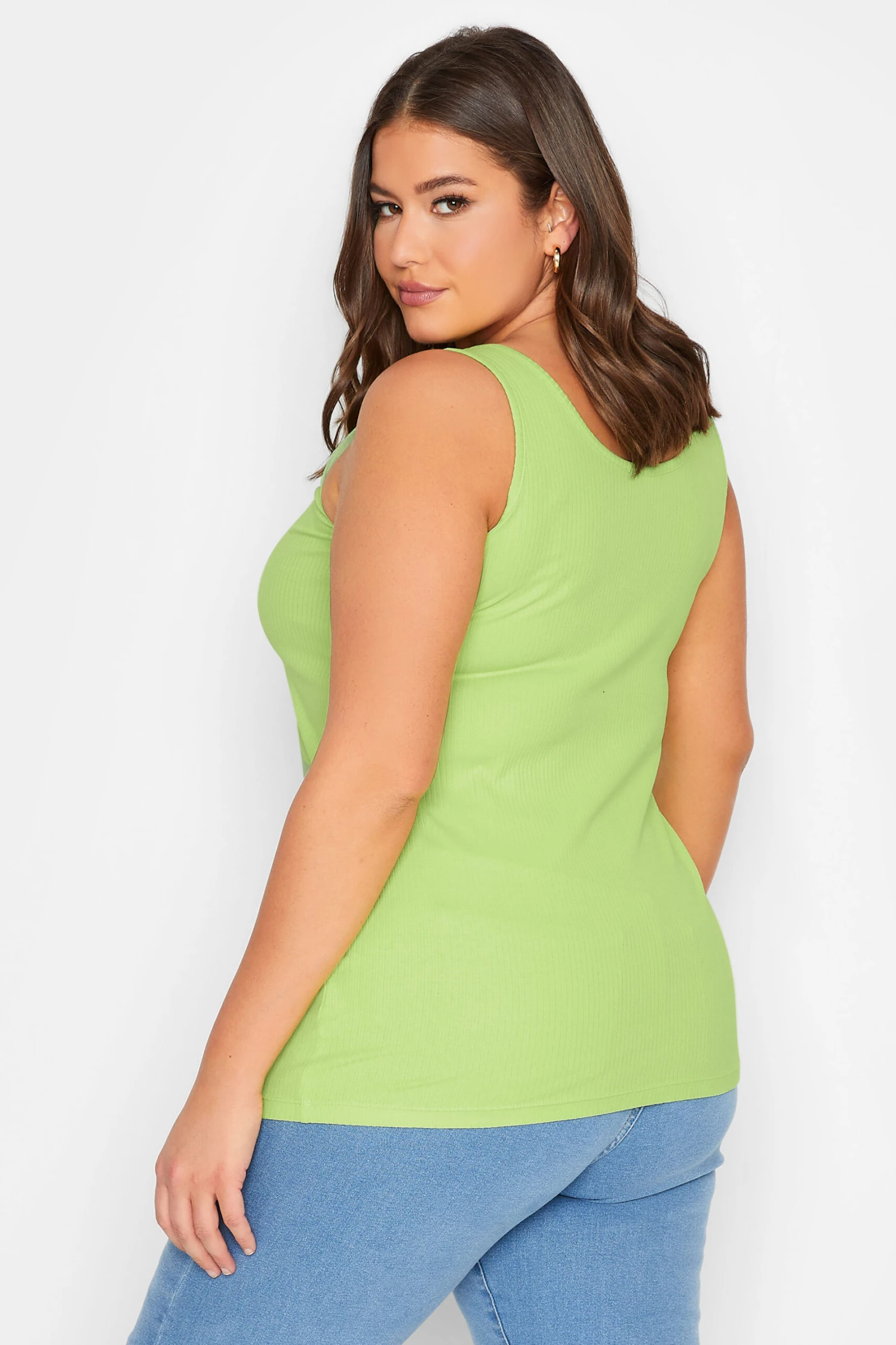 YOURS Curve Lime Green Popper Vest Top 2 YOURS Curve Lime Green Popper Vest Top - Image 2