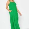YOURS Curve Green Shirred Strappy Sundress