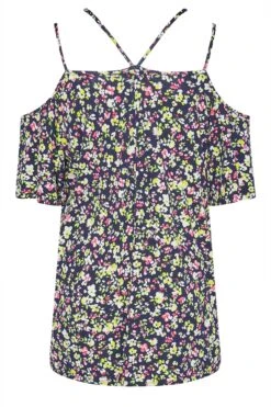 YOURS Curve Black Floral Strappy Cold Shoulder Top -Luna Looks Zone 05fe6c9f a6df 4c 300809 Y