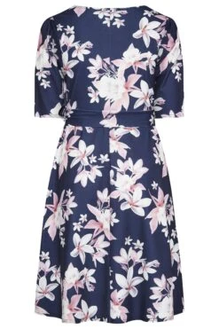 YOURS LONDON Curve Navy Blue Floral Print Square Neck Dress -Luna Looks Zone 06b00c6d 3fb7 40 161258 BK