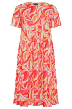 LIMITED COLLECTION Curve Bright Pink Abstract Print Midaxi Smock Dress -Luna Looks Zone 06e24069 2400 4e 213732 F