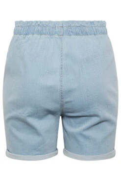 YOURS Curve Bleach Blue Paperbag Drawstring Denim Mom Shorts -Luna Looks Zone 06e8633a 8986 4b 144746 Y