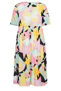 LIMITED COLLECTION Curve Black & Pink Star Print Midaxi Smock Dress -Luna Looks Zone 070b97fd bf18 45 215705 Y