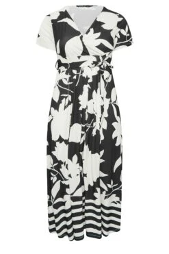 YOURS Curve Black Floral Midaxi Wrap Dress -Luna Looks Zone 07428cdd 1454 45 301985 X
