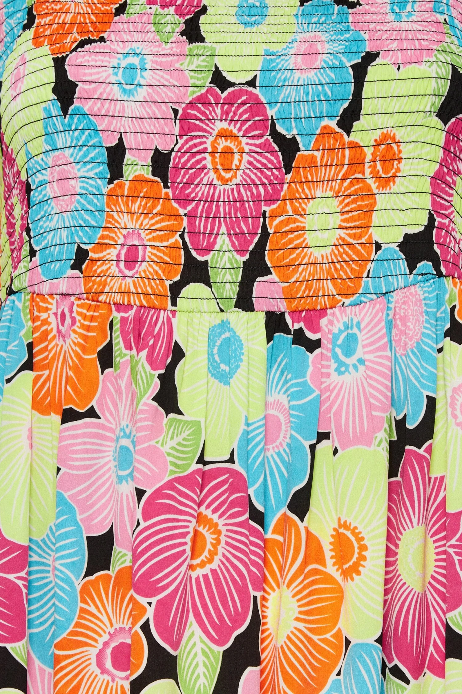 YOURS Curve Pink & Blue Floral Print Shirred Midi Dress 4 YOURS Curve Pink & Blue Floral Print Shirred Midi Dress - Image 4