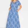 YOURS Curve Cobalt Blue Animal Print Maxi T-Shirt Dress