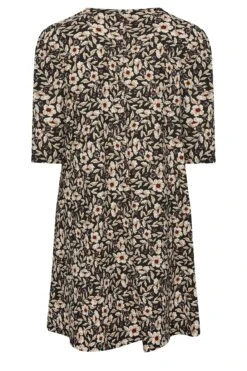 YOURS Curve Black Floral Print Drape Pocket Mini Dress -Luna Looks Zone 08041288 af6f 4d 301907 Y