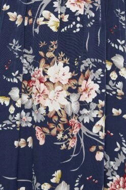 YOURS LONDON Curve Navy Blue Floral Ruffle Bardot Maxi Dress -Luna Looks Zone 0805588b 6c3a 4a 161955 Z