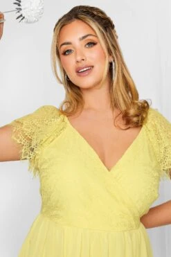 YOURS LONDON Curve Yellow Lace Detail Wrap Maxi Dress -Luna Looks Zone 08ea37b5 3075 4b 151894 D