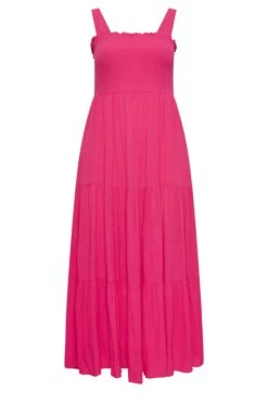 YOURS Curve Hot Pink Shirred Strappy Sundress -Luna Looks Zone 08f82f74 89ce 49 137430 X