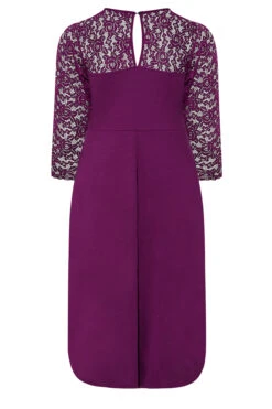YOURS LONDON Curve Purple Lace Sweetheart Midi Dress -Luna Looks Zone 0907a6b4 6258 45 161544 Y