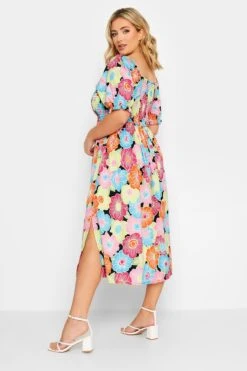 YOURS Curve Pink & Blue Floral Print Shirred Midi Dress 7 YOURS Curve Pink & Blue Floral Print Shirred Midi Dress -Luna Looks Zone 0914ac1a b160 44 137285 C