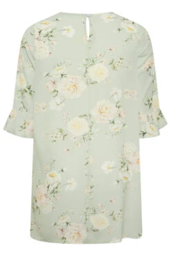 YOURS LONDON Curve Light Green Floral Tunic Top -Luna Looks Zone 09385591 ff6a 4b 162162 Y