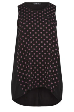 YOURS Curve Black Dot Print Pocket Detail Vest Top -Luna Looks Zone 0aaa6ce3 4ce4 4a 302247 X