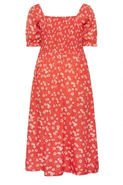 YOURS Curve Red Daisy Print Shirred Midi Dress -Luna Looks Zone 0abaecdc 18be 47 137301 Y
