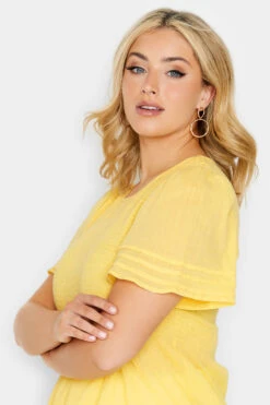 LIMITED COLLECTION Curve Lemon Yellow Shirred Smock Top 8 LIMITED COLLECTION Curve Lemon Yellow Shirred Smock Top -Luna Looks Zone 0af748c5 1945 40 217040 D