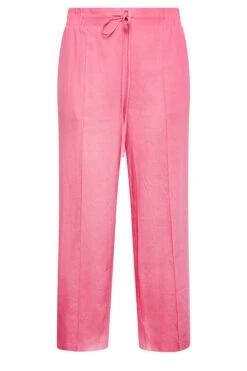 YOURS Curve Hot Pink Wide Leg Linen Look Trousers -Luna Looks Zone 0b0464ef 13c8 4b 143313 X