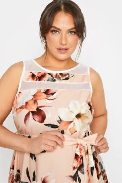 YOURS LONDON Curve Pink Floral Mesh Panel Skater Dress -Luna Looks Zone 0b559ffa 1c87 42 161453 D