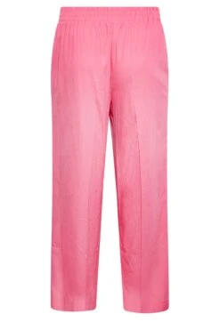 YOURS Curve Hot Pink Wide Leg Linen Look Trousers -Luna Looks Zone 0ba72ea4 a464 4f 143313 Y
