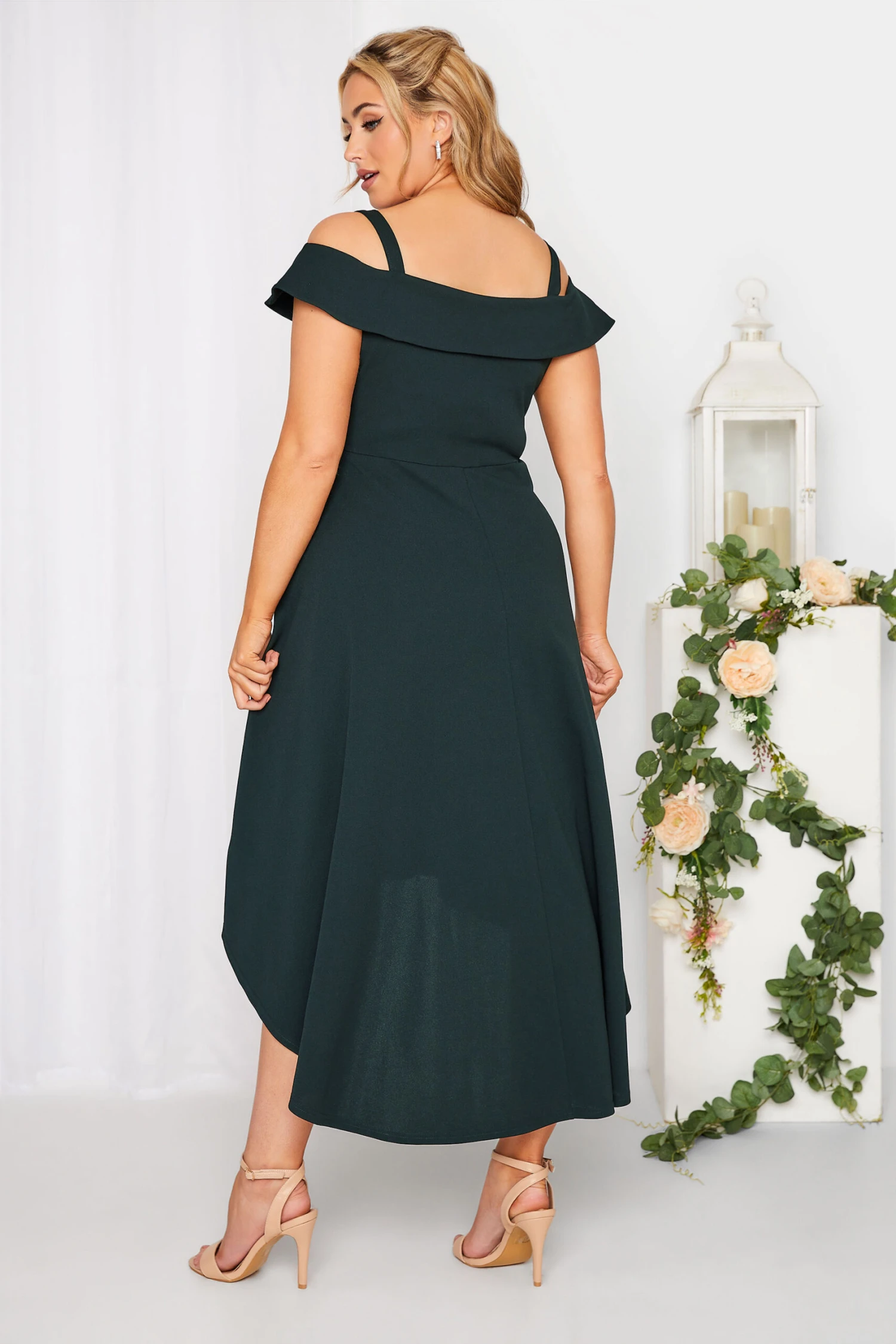 YOURS LONDON Curve Black Bardot High Low Midi Dress 1 YOURS LONDON Curve Black Bardot High Low Midi Dress