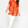 YOURS Curve Orange Floral Half Placket Shirt