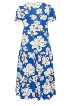 YOURS Curve Cobalt Blue Floral V-Neck Tiered Wrap Dress -Luna Looks Zone 0d7cf484 4fc9 43 301894 Y