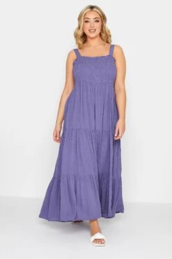 YOURS Curve Purple Shirred Strappy Sundress